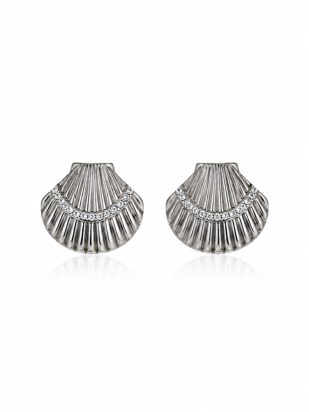 Silver Shell-Style Earrings - Women Jewelry